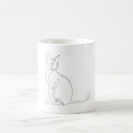 Handritad Sphynx Katt Minimalistisk Design Kaffemugg