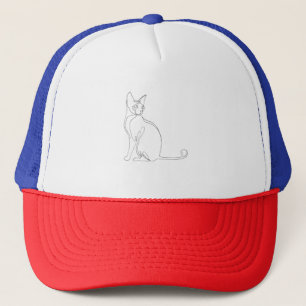 Handritad Sphynx Katt Minimalistisk Design Keps