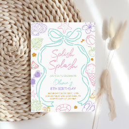 Handritad Splish Splash Sommarfödelsedag Inbjudningar