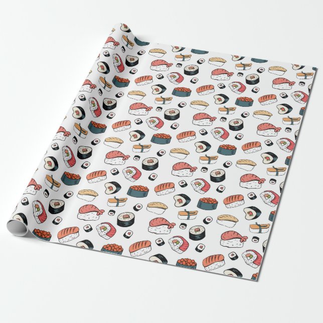 Handritad Sushi Mix Presentpapper (Utrullad)