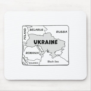 Handritad svart linjekarta över Ukraina och grannl Musmatta