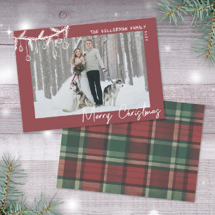 Handritad Tartan God Jul Julkort