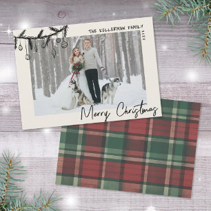 Handritad Tartan Whimsical God Jul Julkort