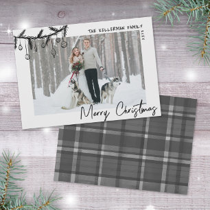 Handritad Tartan Whimsical God Jul Julkort