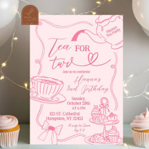 Handritad Tea For Two 2-årsfest