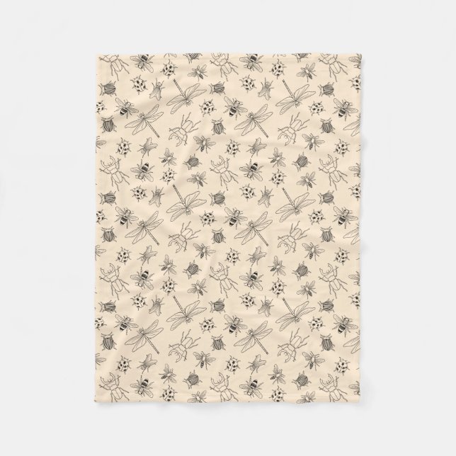 Handritad Tecknad Insekter Mönster-ledad vridsveve Fleecefilt (Framsidan)