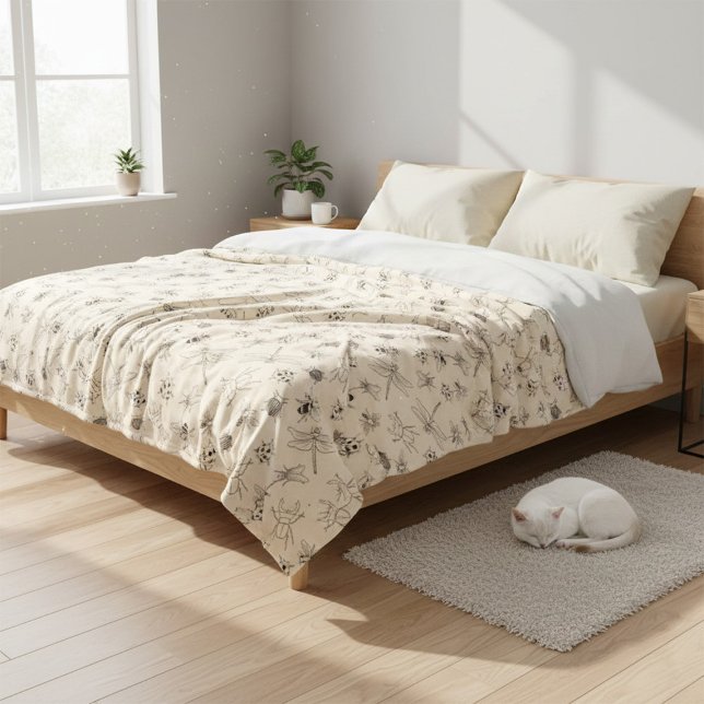 Handritad Tecknad Insekter Mönster-ledad vridsveve Fleecefilt (Skapare uppladdad)