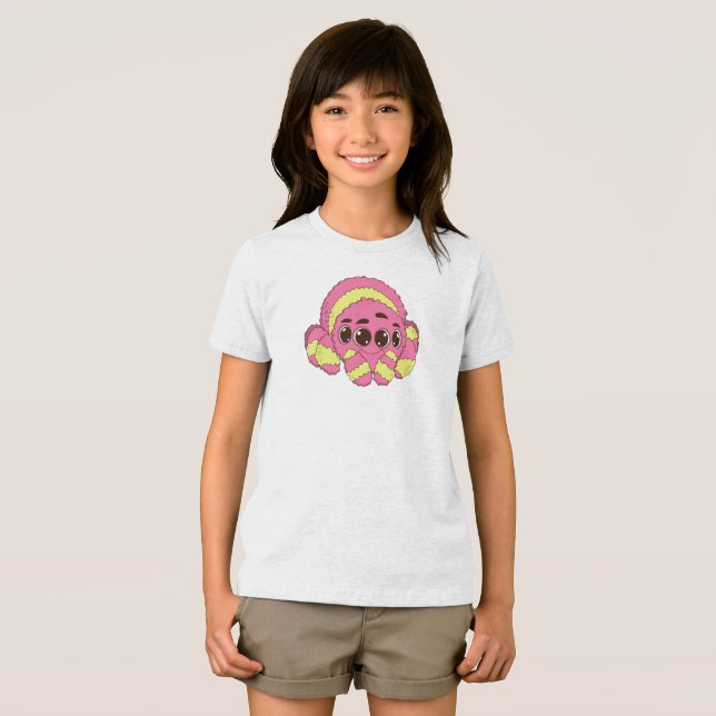 Handritad Tecknad Spindel Illustration – Söt Rolig T Shirt (Framsida Full)