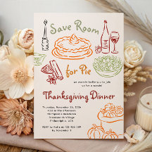 Handritad Thanksgiving Middag Spara plats för paj