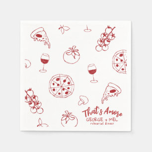 Handritad Thats Amore Pizza Wine Övning Middag Pappersservett