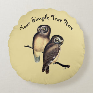 Handritad uggleillustration Rund Kudd Kudde