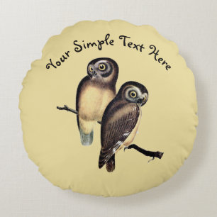 Handritad uggleillustration Rund kudde