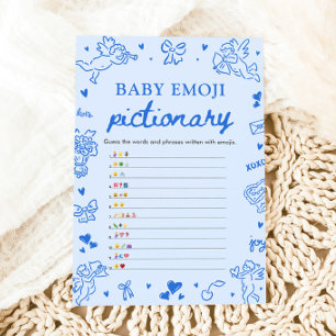 Handritad Valentine Baby Emoji Pictionary-spel Inbjudningar