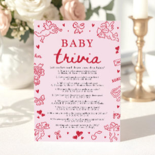 Handritad Valentino-Barnkalas Baby Trivia-spel Inbjudningar