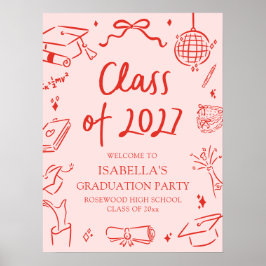 Handritad välkomstskylt för examensfest för klass poster