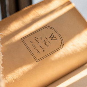 Handritad valvmonogram ex libris bok stämpel