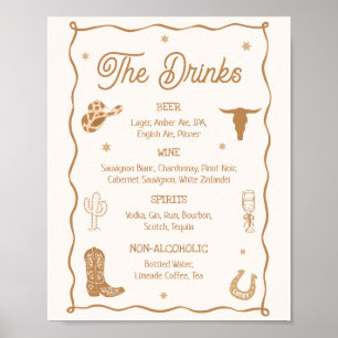 Handritad västerländsk bröllopsdusch dryckesmeny b poster