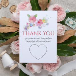 Handritad vattenfärg Blommig Bröllopsfoto Tack Kort
