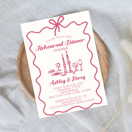 Handritad vigselrepetitionens middagsfest    inbjudningar