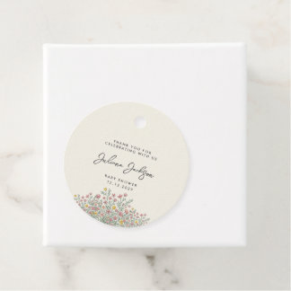 Handritad Vildblomma Baby Shower Tacksamhetskort Gåvor Etiketter