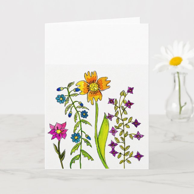 Handritad Vildblomster Trio Välkomstkort Kort (Liten växt)