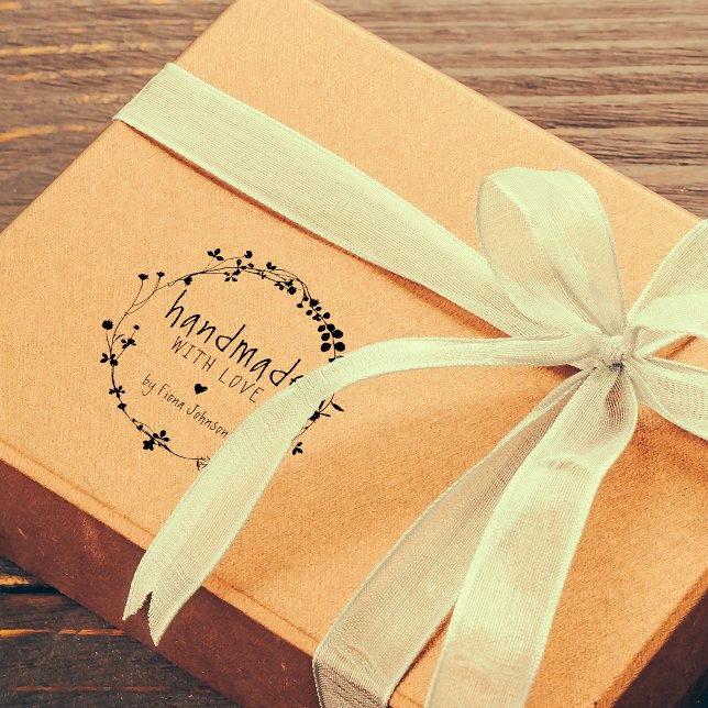 Handritad vildblomsterkrans Handgjord med kärlek Stämpel (Skapare uppladdad)