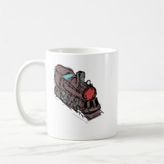 Handritad Vintage Ånglok Keramisk Kaffe Kaffemugg