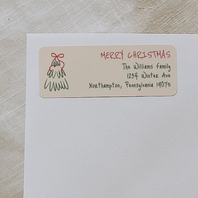 Handritad Vintage God jul Returadress Etikett (Skapare uppladdad)
