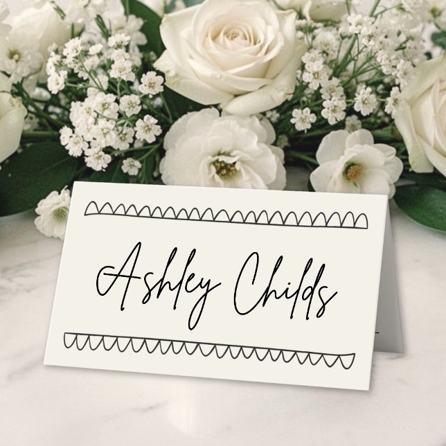 Handritad Vintage Namn Bröllop Placeringskort (Hand Drawn Vintage Name Wedding Place Card)