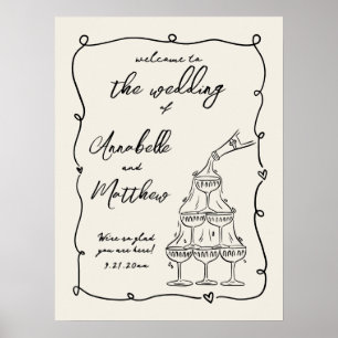 Handritad Vintage Välkomstskylt för Bröllop Poster