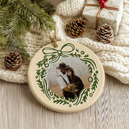 Handritad vintageinspirerad julkrans julgransprydnad keramik