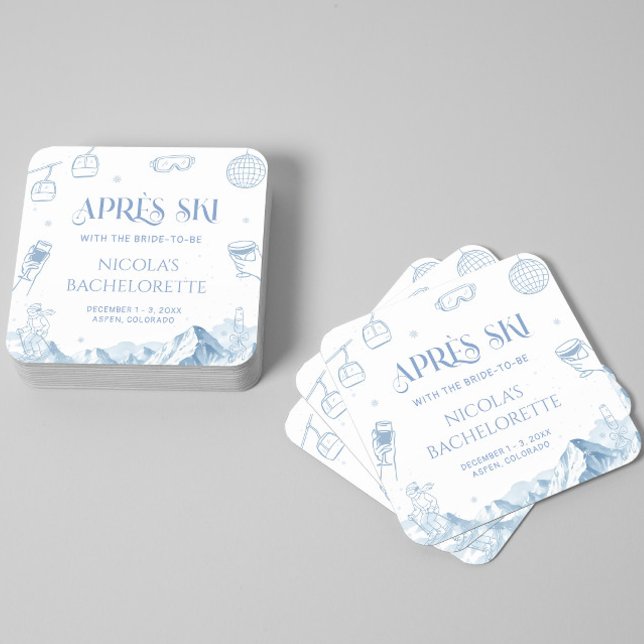 Handritad Vinter Après Ski Sällskapsfest Underlägg Papper Kvadrat (Skapare uppladdad)