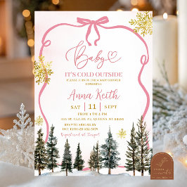 Handritad vinter rosa baby shower inbjudan