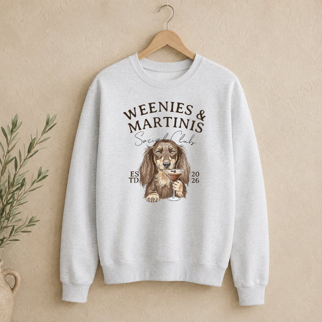 Handritad Weenies och Martinis Dachshund Lång Ärmad Tröja (Hand Drawn Weenies and Martinis Dachshund Sweatshirt)
