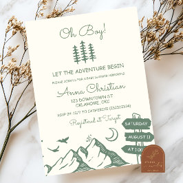 Handritad Whimsical Äventyrs Baby Shower Inbjudningar