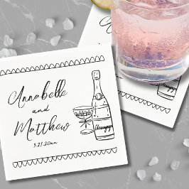 Handritad Whimsical Bröllop Pappersservett
