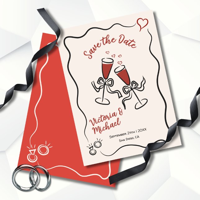 Handritad Whimsical Bröllops kallelse Save the dat Inbjudningar (Skapare uppladdad)
