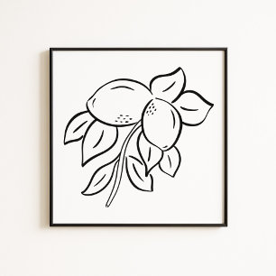 Handritad Whimsical Citron Gren Konst Poster