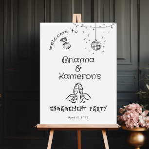Handritad Whimsical Förlovningshälsning Poster