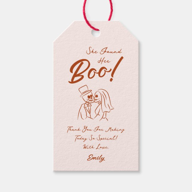 Handritad Whimsical Halloween-bröllop Presentetikett (Framsidan)