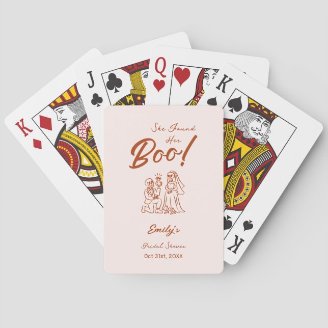 Handritad Whimsical Halloween Bröllopsdusch  Casinokort (Baksidan)