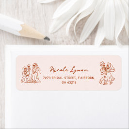 Handritad Whimsical Halloween Bröllopsdusch Returadress Etikett