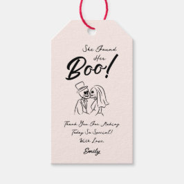 Handritad Whimsical Halloween-Hochzeit Presentetikett