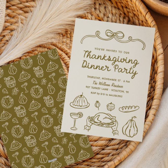 Handritad Whimsical inbjudan till Thanksgiving mid (Skapare uppladdad)