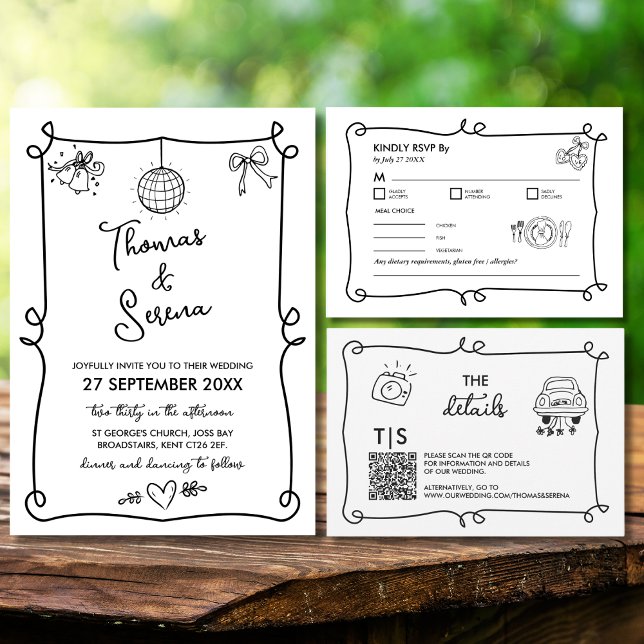 Handritad Whimsical Krafsig Vågig Svarsenhet Innes OSA Kort (Skapare uppladdad)