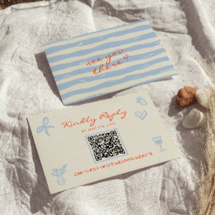 Handritad Whimsical QR-kod Bröllop OSA Kort