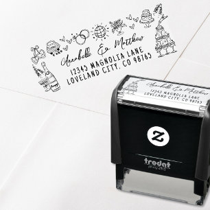 Handritad Whimsical Returadress för Bröllop Självfärgande Stämpel