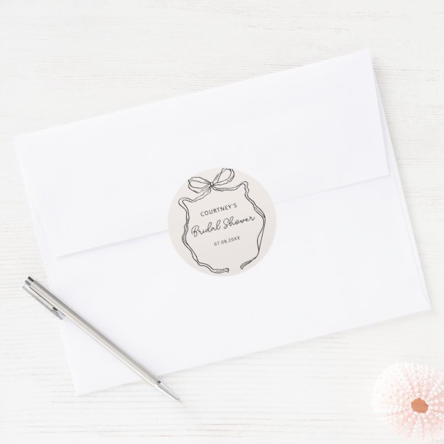 Handritad Whimsical Ribbon bröllopsdusch etikett (Kuvert)