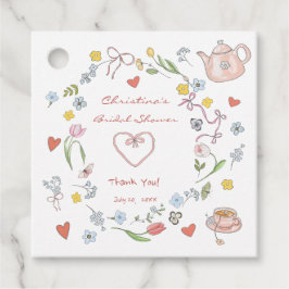 Handritad Whimsical Tea Bröllopsdusch Gåvor Etiketter