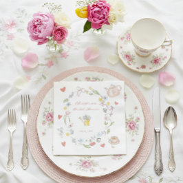 Handritad Whimsical Tea Bröllopsdusch Pappersservett